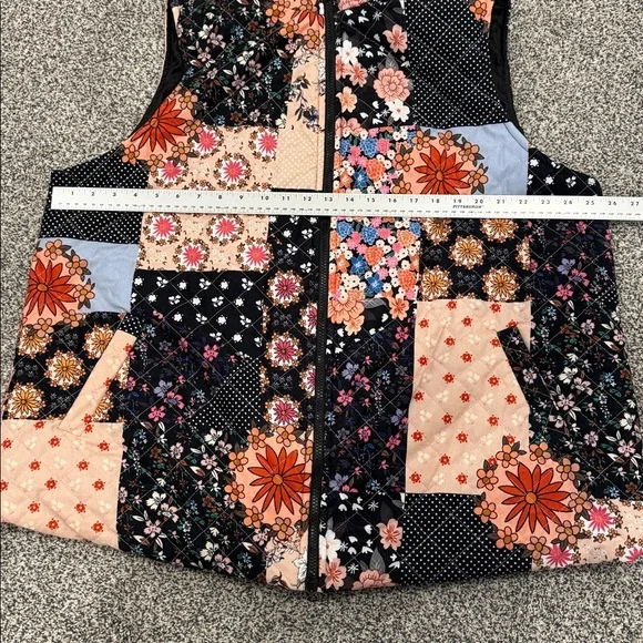 Emery Rose Black Layering Patchwork Floral Boho Cottagecore Women's Vest Sz 3XL - Picture 10 of 10